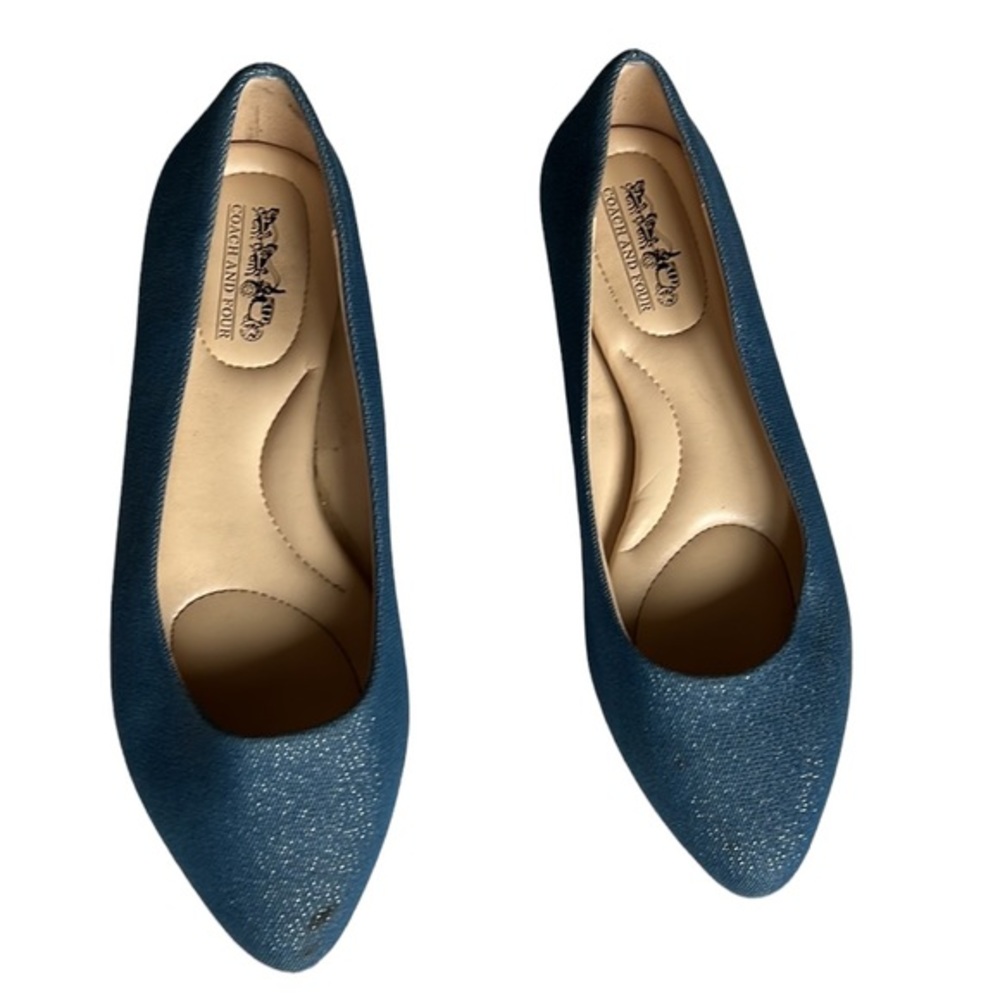 Coach and‎ Four Womens Denim Melitta Glitter Almond Toe Flats Size 6 - Picture 2 of 12